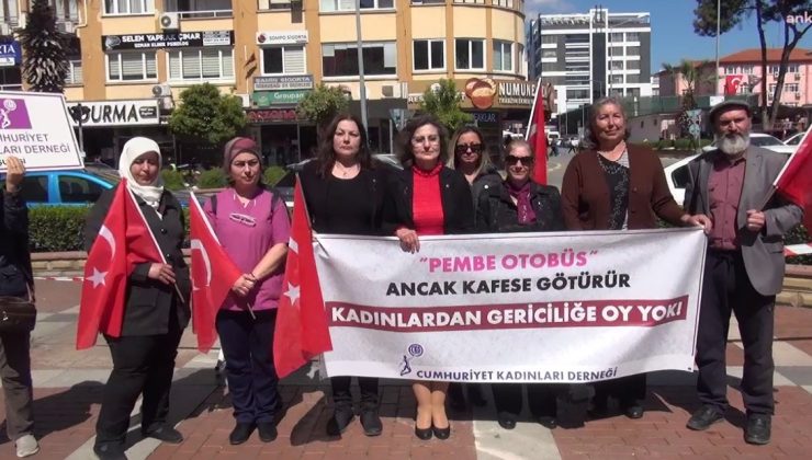 Kadınlar, ‘Pembe Otobüs’ Vaatlerine Karşı Sokağa Döküldü! “Pembe Otobüs Ancak Kafese Götürür”