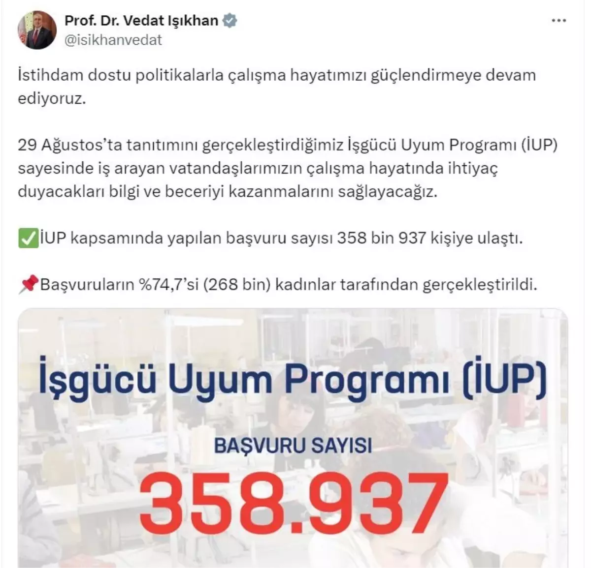 İşgücü Uyum Programı’na 358 bin başvuru